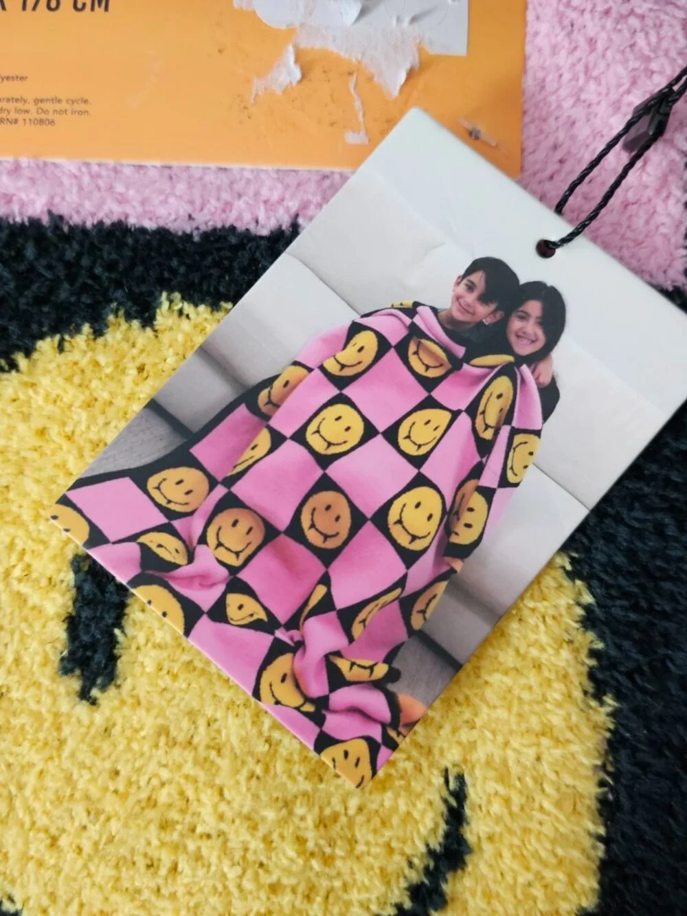 Halloween Vampire Smiley Face Knit Chenille Checkerboard Throw Blanket New